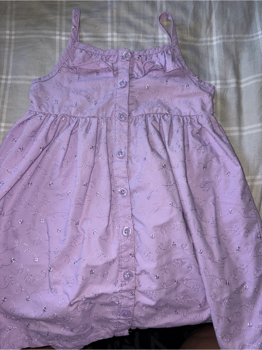 Penelope Mack Lavender Embroidered Button-Front Sundress